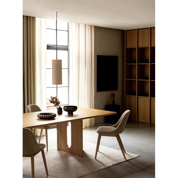 Bronzed Brass Drum Pendant Light with Raw Fabric Shade
