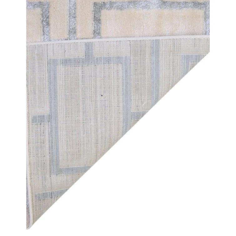 Glam Geometric White Silver Area Rug