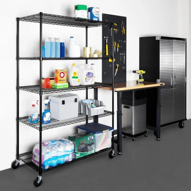 UltraDurable 24" D 5-Tier NSF-Certified Steel Shelving with Wheels