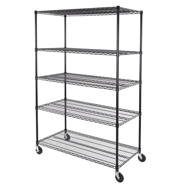 UltraDurable 24" D 5-Tier NSF-Certified Steel Shelving with Wheels