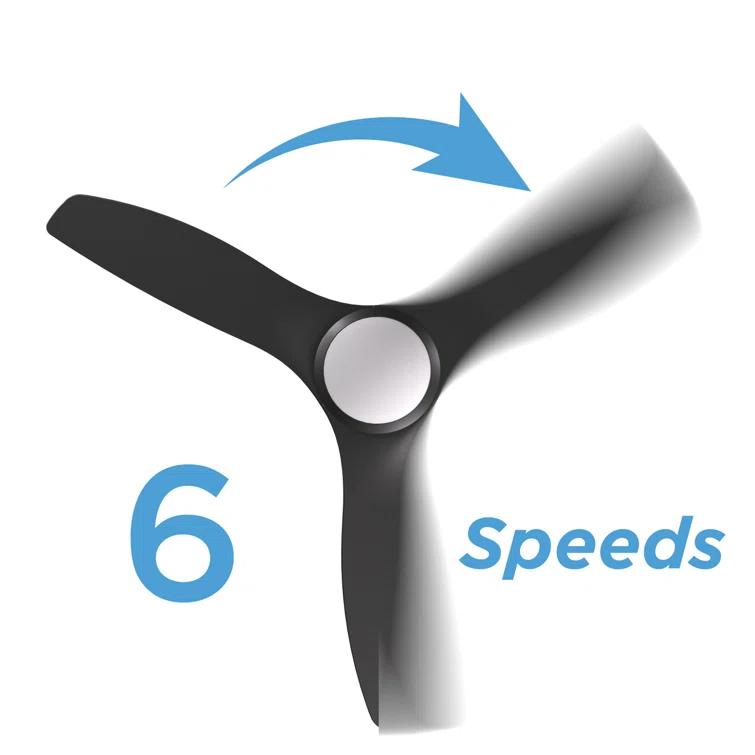 ONE Smart Modern All Season 52" Ceiling Fan with LED Light, Remote, Reversible and Compatible with Alexa/Google 6 Speeds and Light Kit included