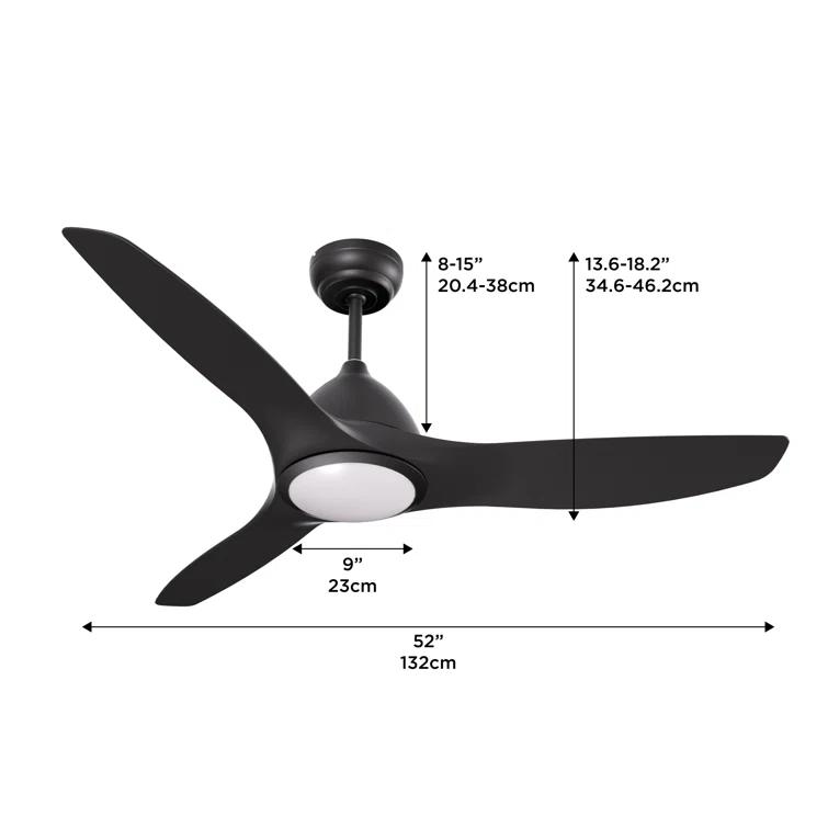 ONE Smart Modern All Season 52" Ceiling Fan with LED Light, Remote, Reversible and Compatible with Alexa/Google 6 Speeds and Light Kit included