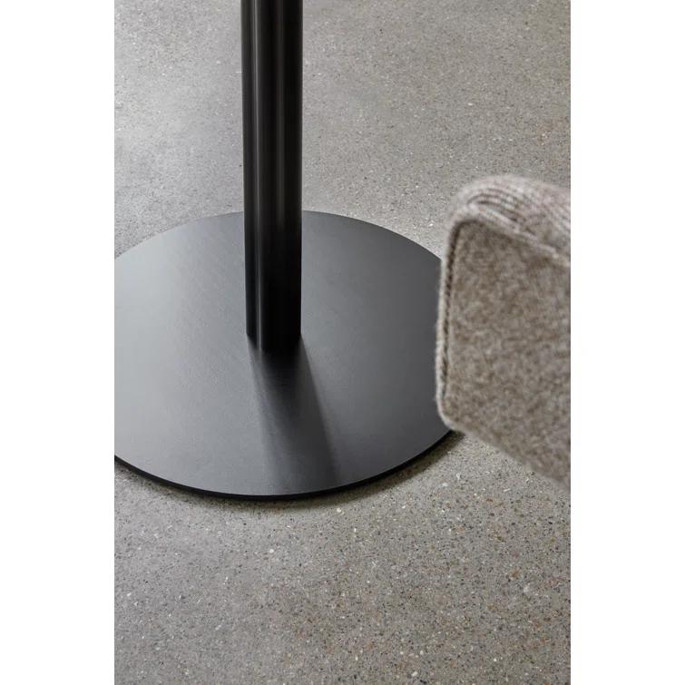 Round Black Stained Oak and Marble Extendable Dining Table