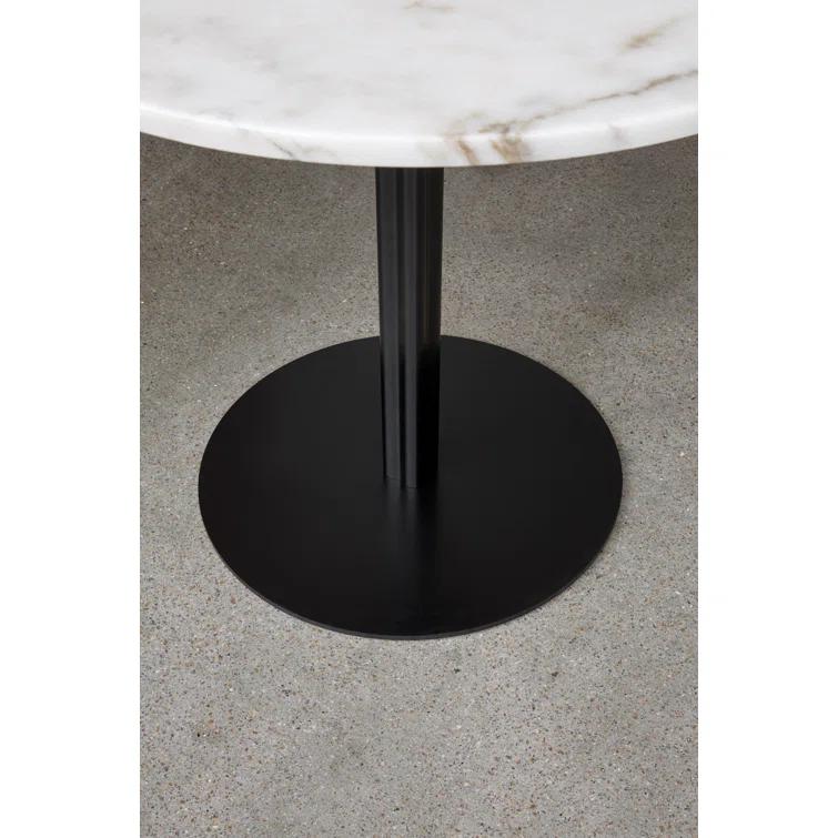 Round Black Stained Oak and Marble Extendable Dining Table