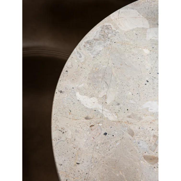 Round Black Stained Oak and Marble Extendable Dining Table