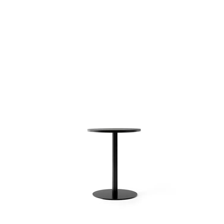 Round Black Stained Oak and Marble Extendable Dining Table
