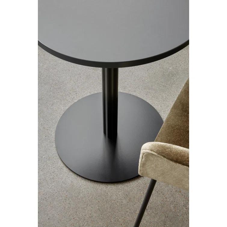 Round Black Stained Oak and Marble Extendable Dining Table