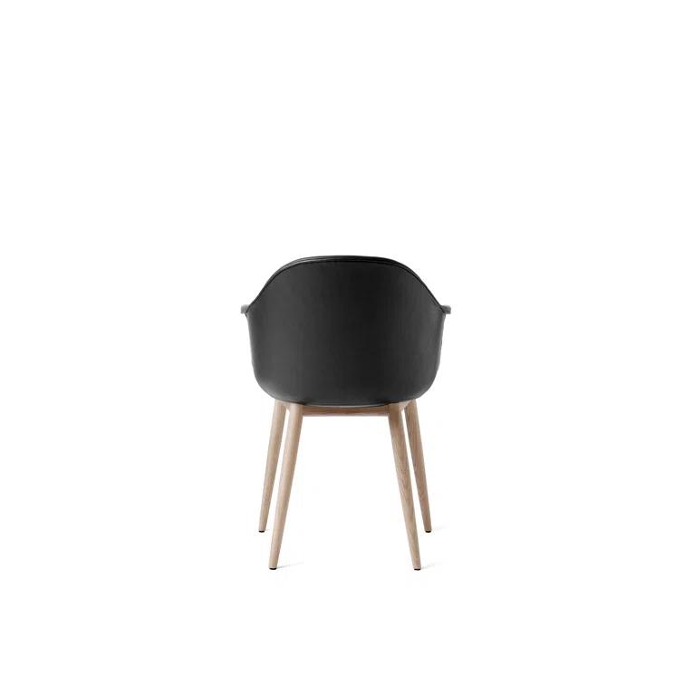 Dakar Black Genuine Leather Arm Chair with Oak Legs