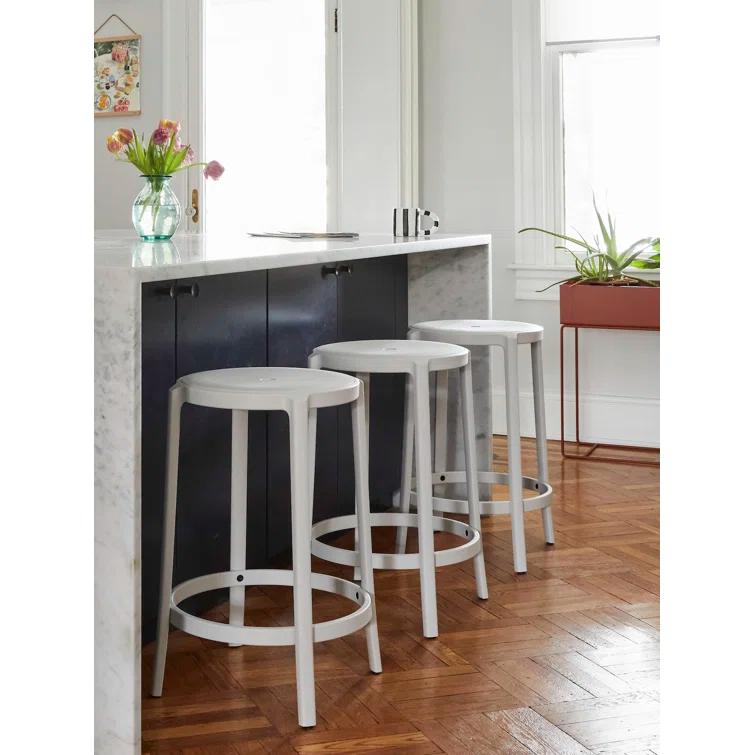 White Acrylic and Metal Laboratory Bar Stool 24.75''