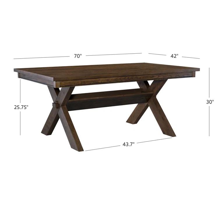 Kelly Clarkson Home Gigi 70" Solid Wood Farmhouse Trestle Base Dining Table