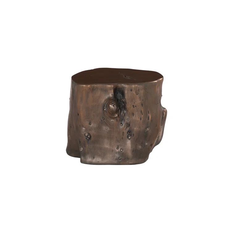 Cast Naturals Large Bronze Log Stool for Modern Outdoor Seating