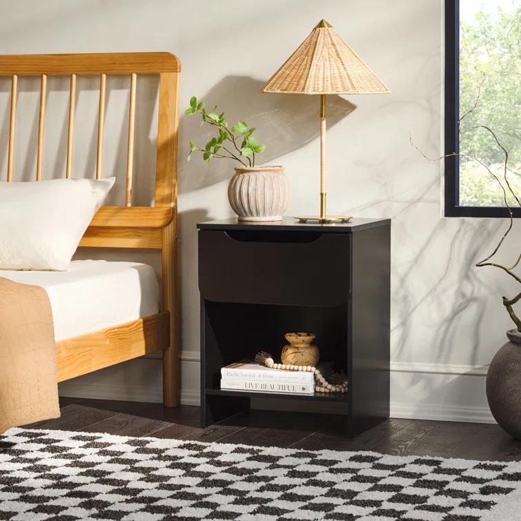Jaqualine 1-Drawer Nightstand with Storage Cubby