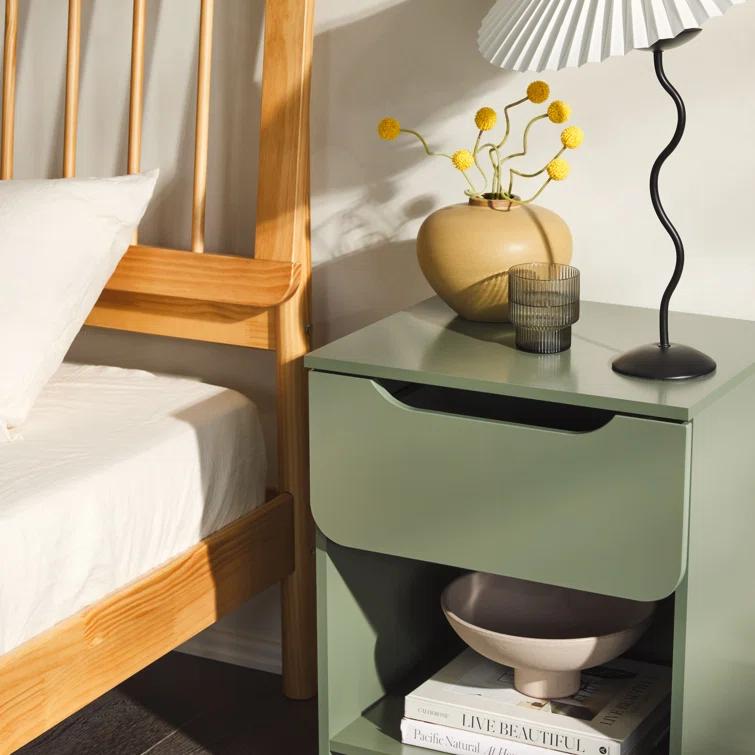 Jaqualine 1-Drawer Nightstand with Storage Cubby