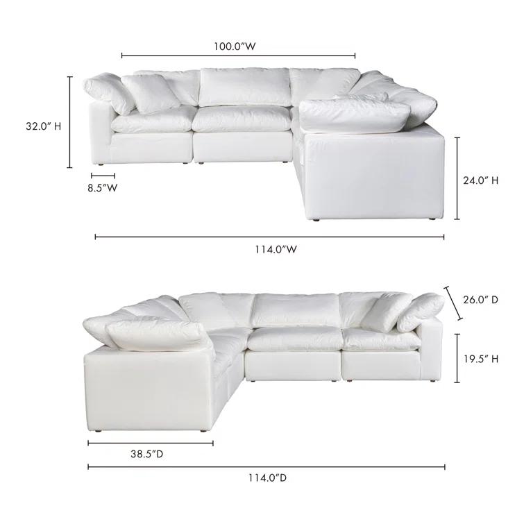 Terra Cream Tufted 5-Piece L-Shaped Modular Sectional