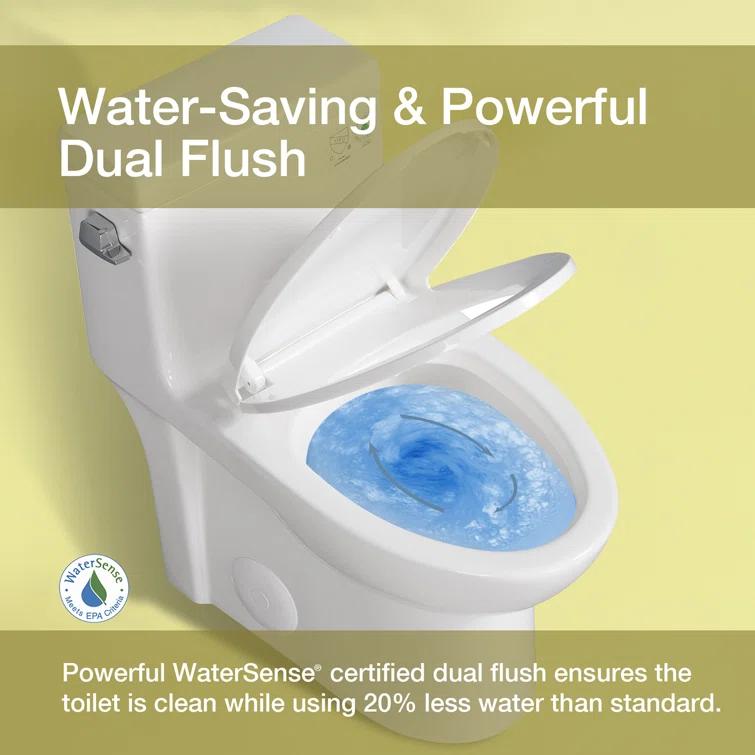 ABRUZZO 1.28 GPF Elongated Comfort Height One-Piece Toilet Floor Mounted (Seat Included), White