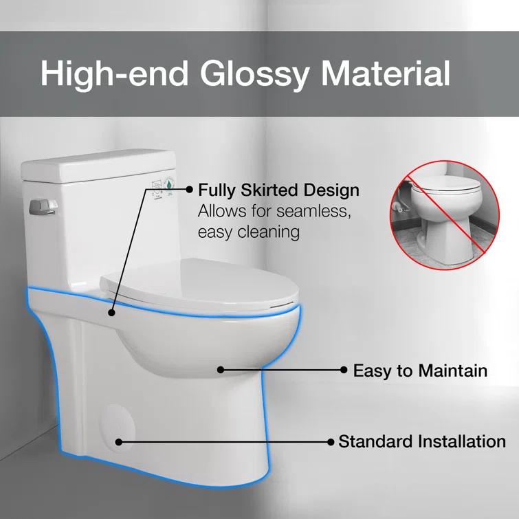 ABRUZZO 1.28 GPF Elongated Comfort Height One-Piece Toilet Floor Mounted (Seat Included), White