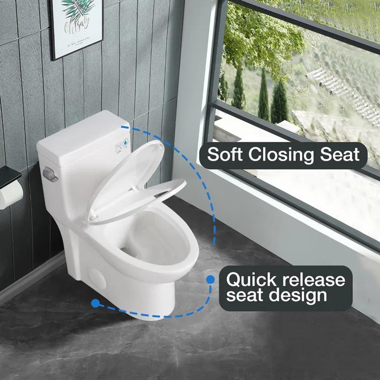 ABRUZZO 1.28 GPF Elongated Comfort Height One-Piece Toilet Floor Mounted (Seat Included), White