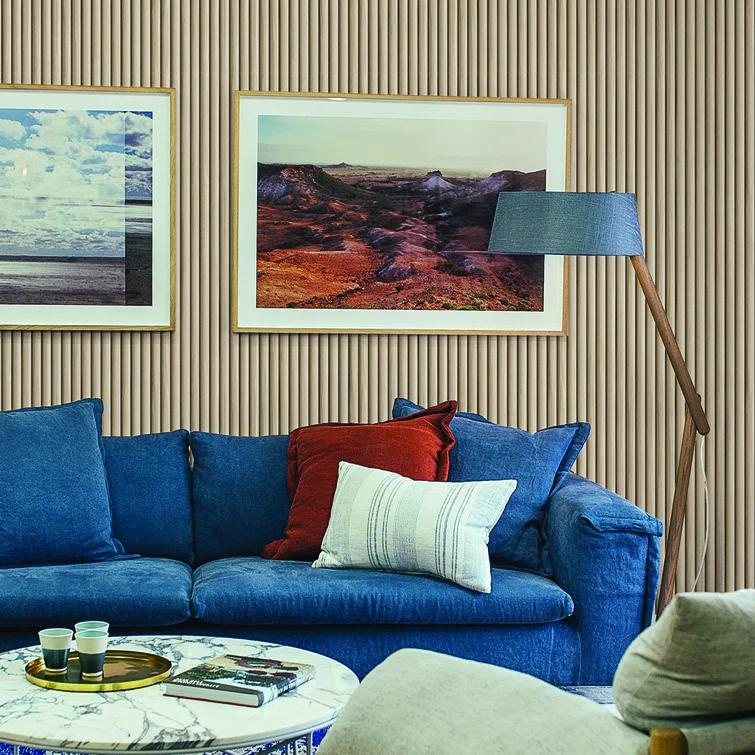 Tempaper Reeded Wood Blonde Peel and Stick Wallpaper, 20.5" x 16.5'