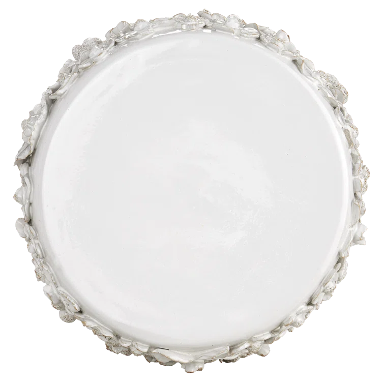 Jessamine White Ceramic Floral Round End Table