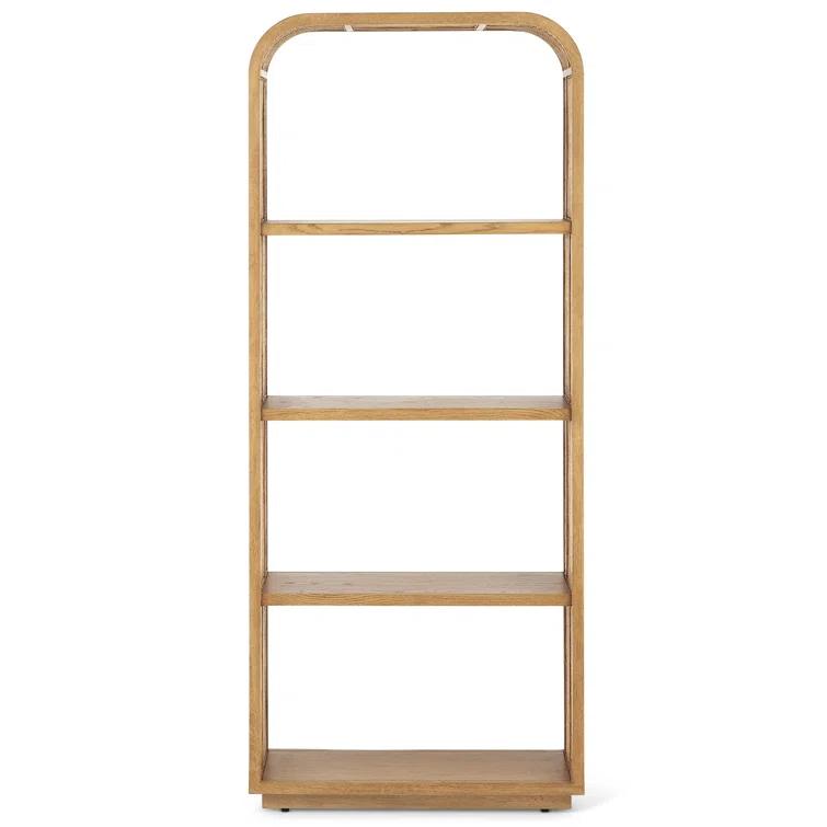 Anisa Natural Oak and Rattan Adjustable Etagere