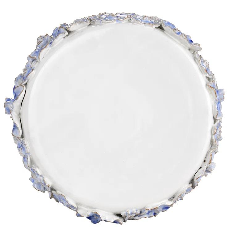 Jessamine White Ceramic Floral Round End Table