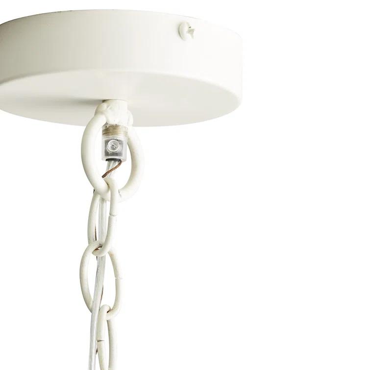Whitewashed Wood 5-Light Chandelier with Curved Iron Arms