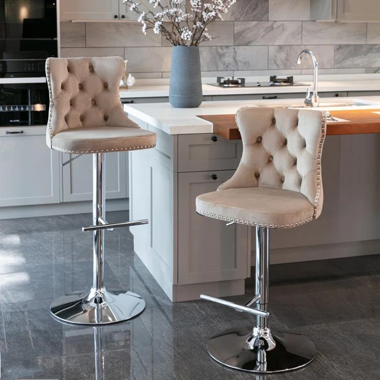 Julias Swivel Upholstered Adjustable Height Counter Stool (Set of 2)