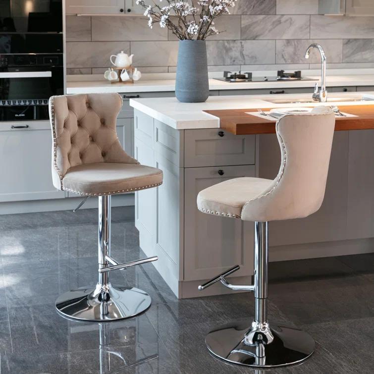 Julias Swivel Upholstered Adjustable Height Counter Stool (Set of 2)