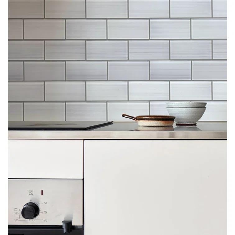 Premium Hand Painted 3" x 6" Straight Edge Glass Mosaic Subway Tile