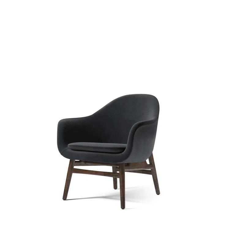 Dark Stained Oak and Steel Swivel Lounge Chair