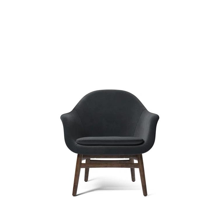 Dark Stained Oak and Steel Swivel Lounge Chair