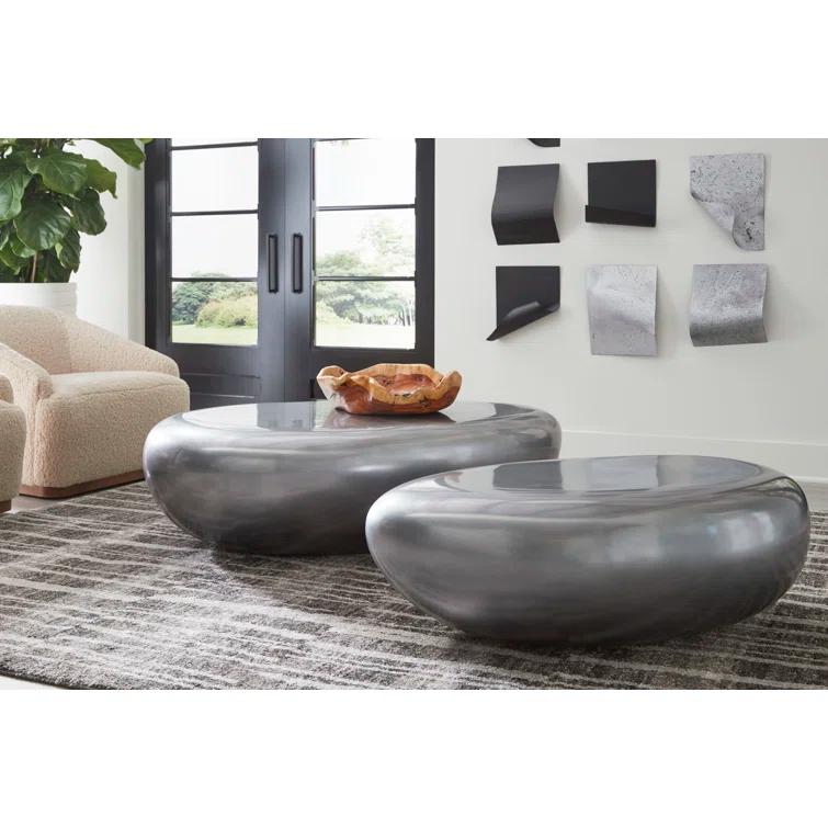 Phillips Collection Liquid Silver River Stone Solid Coffee Table