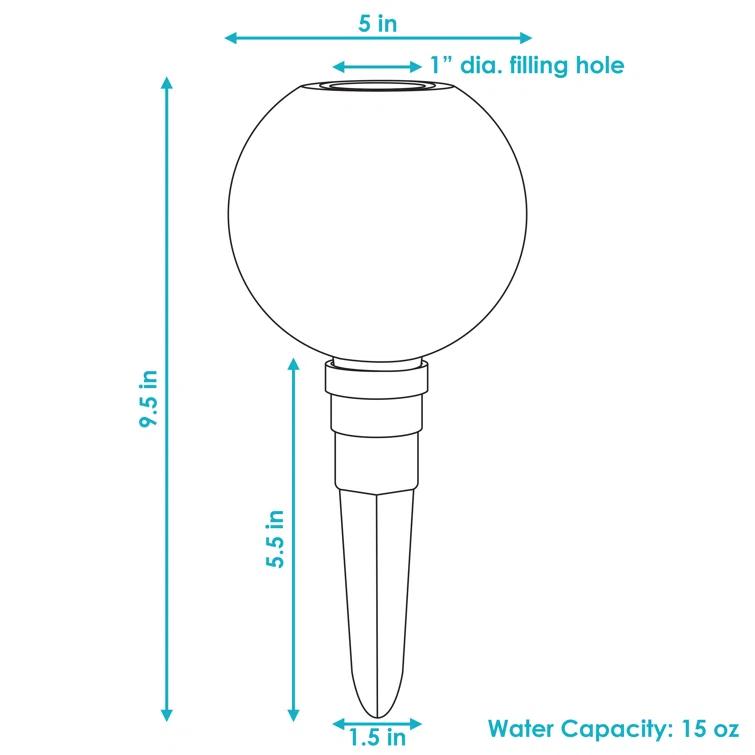 Olivya Round Mosaic Glass Plant Watering Bulb with Clay Watering Spike