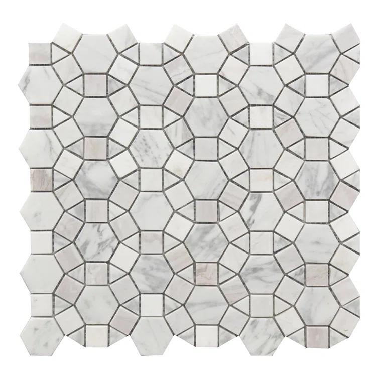 Kaleidoscope 12" x 12" Marble Mosaic Wall & Floor Tile