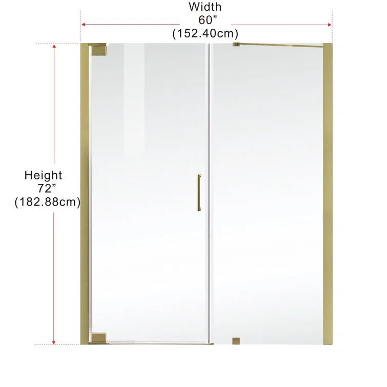 58.5" W x 72" H Pivot Frameless Shower Door