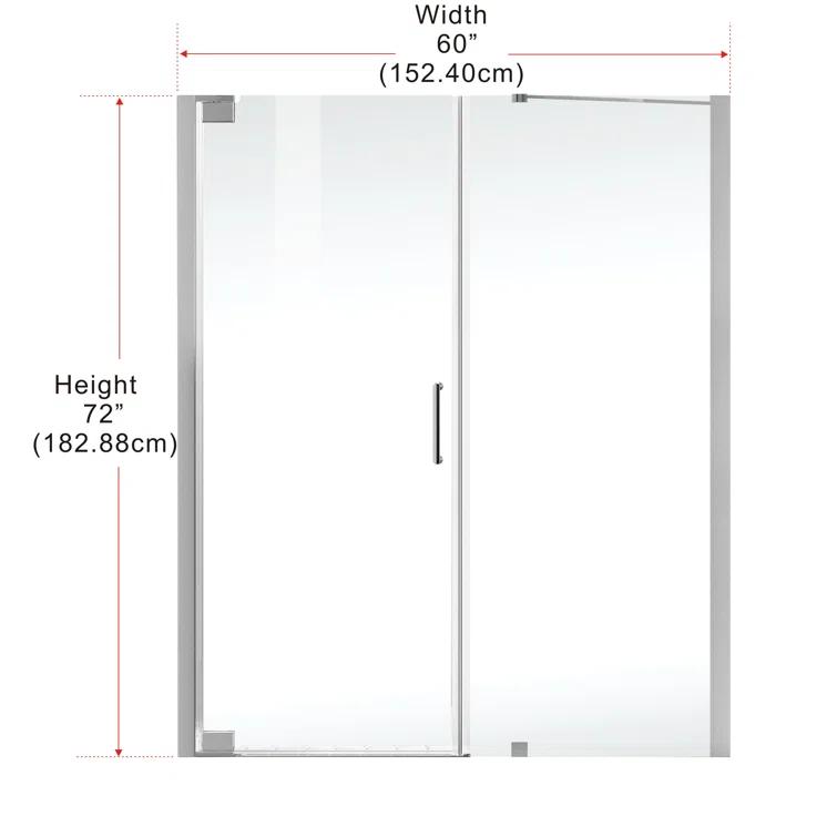 58.5" W x 72" H Pivot Frameless Shower Door
