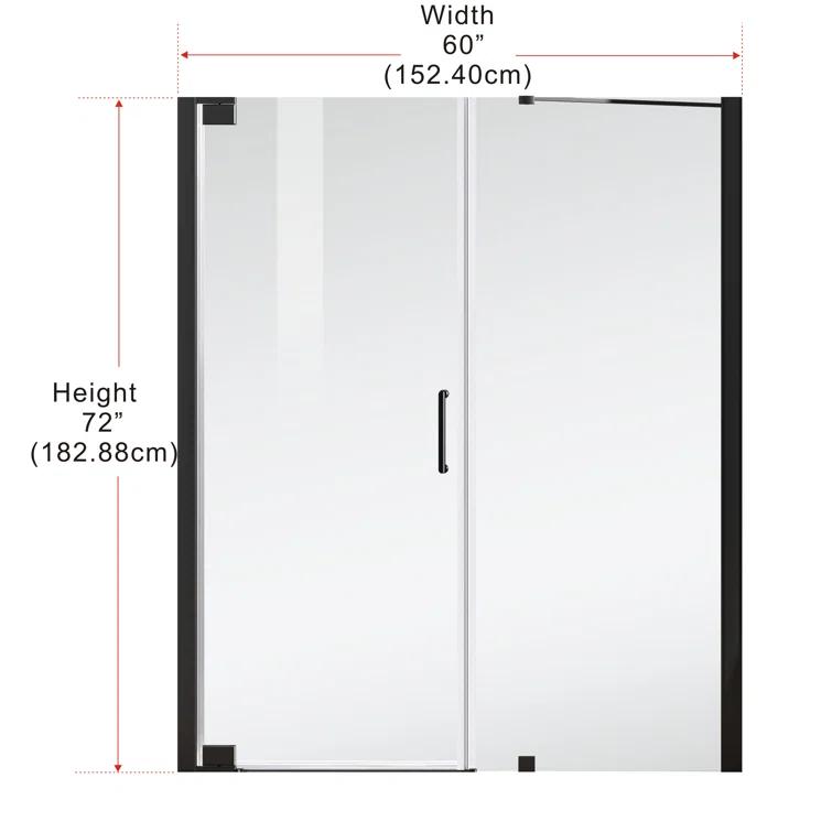 58.5" W x 72" H Pivot Frameless Shower Door