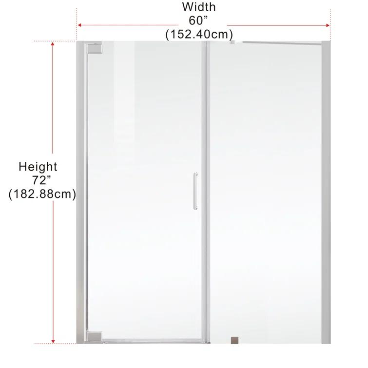 58.5" W x 72" H Pivot Frameless Shower Door