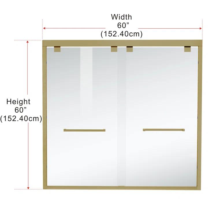 54.33" - 60" W x 60" H Double Sliding Semi-Frameless Tub Door