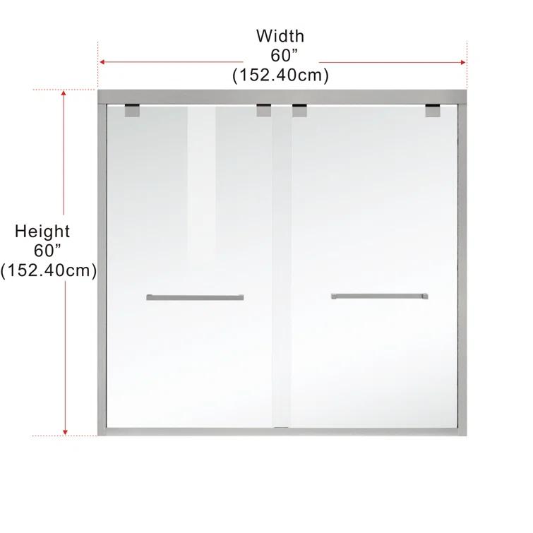 54.33" - 60" W x 60" H Double Sliding Semi-Frameless Tub Door