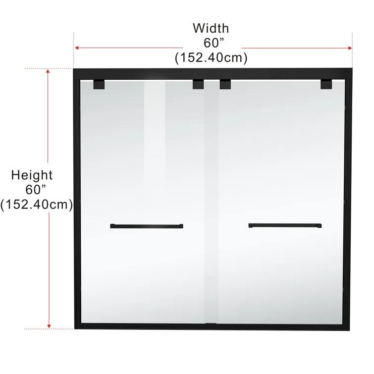 54.33" - 60" W x 60" H Double Sliding Semi-Frameless Tub Door