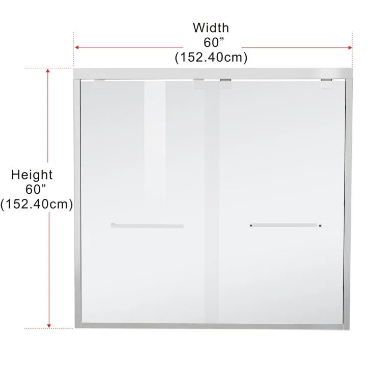 54.33" - 60" W x 60" H Double Sliding Semi-Frameless Tub Door