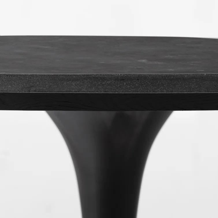 Powell 55" Black Marble and Iron Round Dining Table