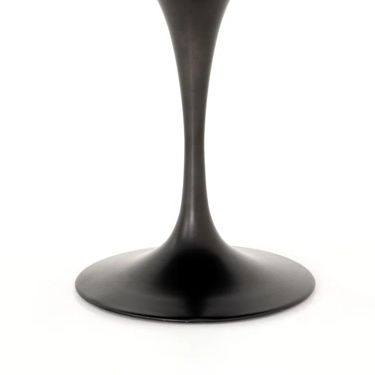 Round Black Iron and Marble Dining Table