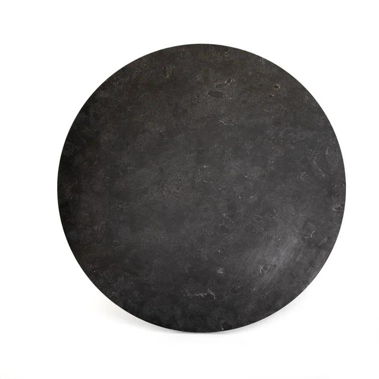 Round Black Iron and Marble Dining Table