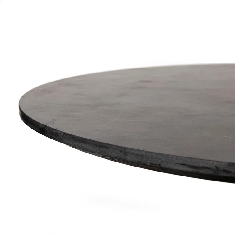 Round Black Iron and Marble Dining Table