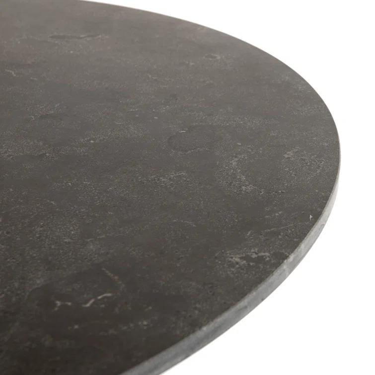 Round Black Iron and Marble Dining Table