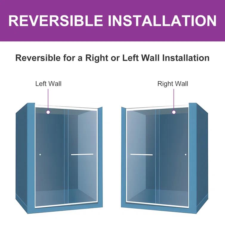 55" - 59" W x 72" H Double Sliding Semi-Frameless Shower Door
