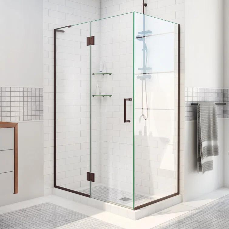 Unidoor-X 33 3/8 in. W x 30 in. D x 72 in. H Frameless Hinged Shower Enclosure