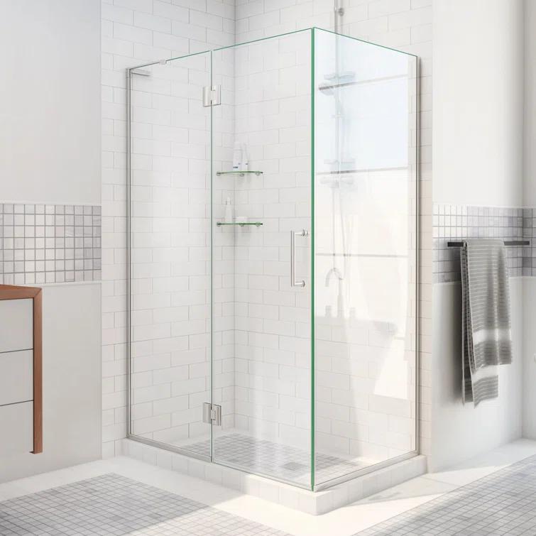 Unidoor-X 33 3/8 in. W x 30 in. D x 72 in. H Frameless Hinged Shower Enclosure